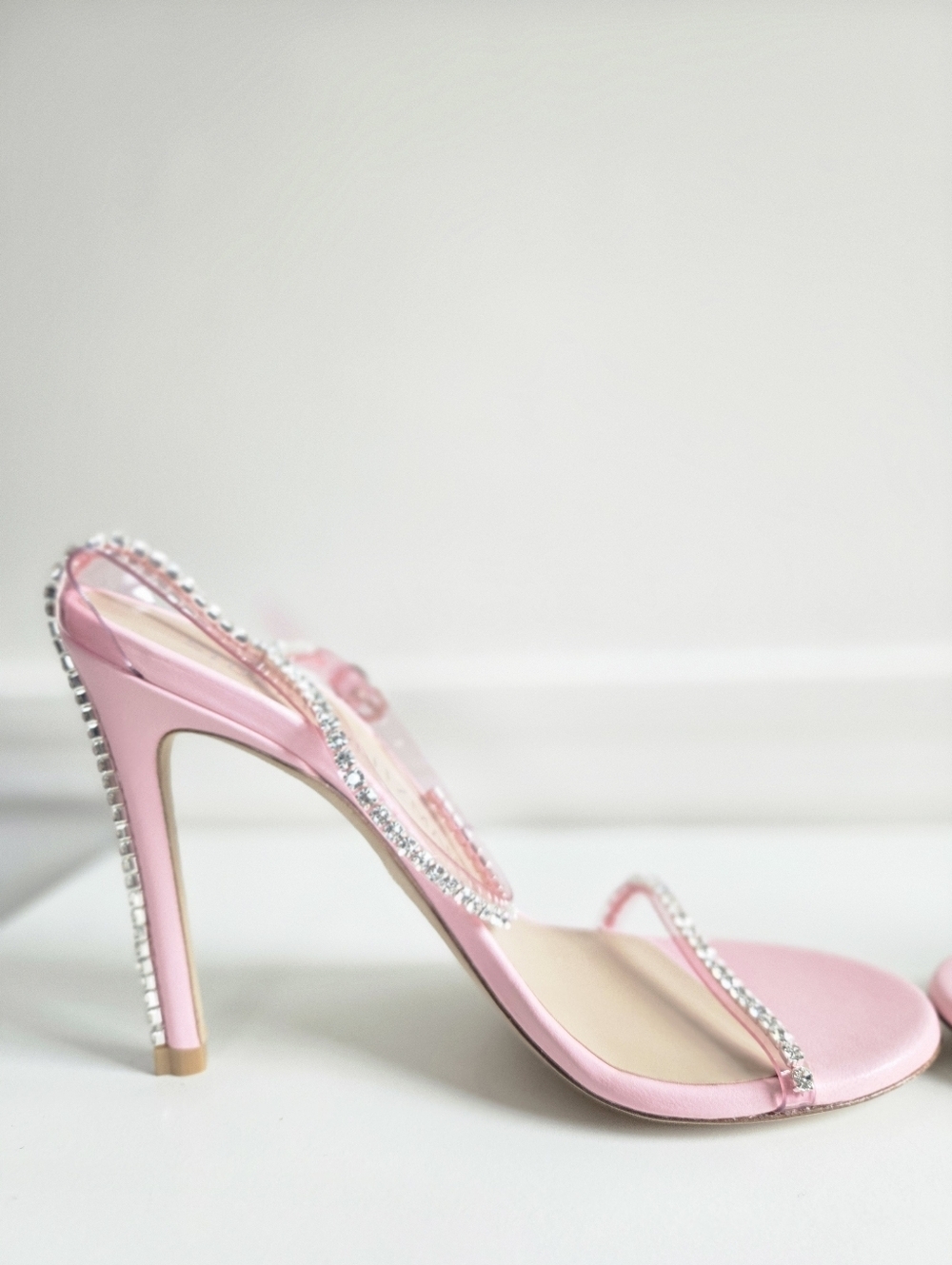 New Stuart Weitzman Nudistglam 110MM Embellished Strap Light Pink Sandals Size 9 - Picture 7 of 10